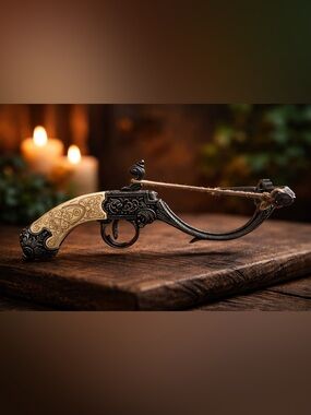 Ornate Miniature Antique-Style Crossbow Decor | Vintage Inspired Collectible